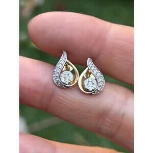 0.4ct Diamond 14k Gold Vintage Earrings Screw Backs - Quality Jewelry Estate